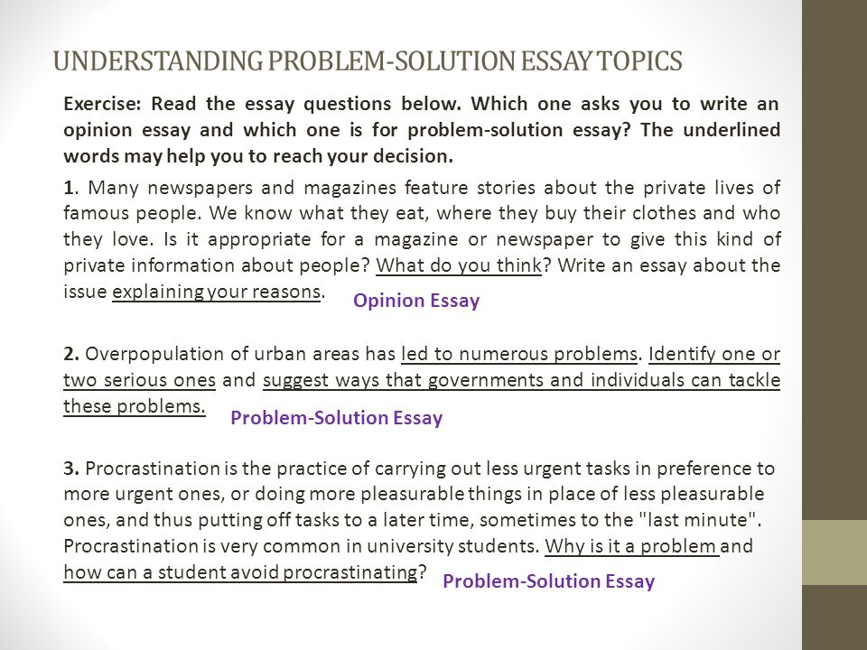 Problem solution essay titles